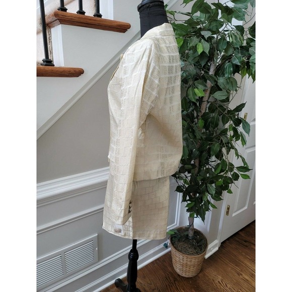 Gantos Vintage Ivory 100% Acetate Fitted Blazer & Skirt 2 Piece Suits Size 8 - Picture 7 of 12